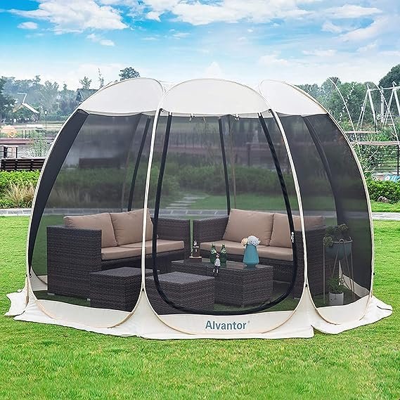 81OyGWT0QzL._AC_SX569_.jpg Alvantor Pop Up Screen House Gazebo with Mosquito Netting, Instant UV Resistant Sun Shelter for Patio & Backyard, Portable Canopy Tent for 2-10 Person - Image 1