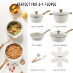 SENSARTE Nonstick Ceramic Cookware Set, 13-Piece Non-toxic Pots and Pans Set, Healthy Kitchen Cooking Set with Stay-Cool Handles, Silicone Tools and Pot Protectors, PFAS Free - Image 2