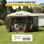 VEVOR Pop Up Gazebo Screen Tent, Pop-Up Instant Gazebo Tents with Mosquito Netting Outdoor Canopy, 6 Sided Sun Shelter 10x10ft with 6 Removable Wind Cloths & 2 Mesh Windows, Pavilion Tent for Patio - Image 4