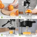 Zulay Kitchen Cast Iron Juicer – Easy-to-Clean Heavy-Duty Manual Juicer, Professional Citrus Juicer – Stainless Steel Lemon Squeezer – Manual Citrus Press & Orange Squeezer – Orange Juicer (Black) - Image 3