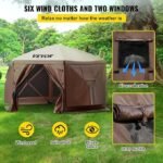 VEVOR Pop Up Gazebo Screen Tent, Pop-Up Instant Gazebo Tents with Mosquito Netting Outdoor Canopy, 6 Sided Sun Shelter 10x10ft with 6 Removable Wind Cloths & 2 Mesh Windows, Pavilion Tent for Patio - Image 3