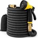 J&B XpandaHose 150ft Expandable Garden Hose – Ultra-Strong 3750D, 4-Layer Latex Core, Brass 3/4″ Connectors, 10-Pattern Nozzle & Storage Bag – Lightweight, Kink-Reducing, Leak-Resistant