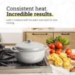 Lodge Essential Enamel Cast Iron Dutch Oven – Perfect for Bread Baking, Braising, Marinating & Slow Cooking – Features Moisture-Sealing Lid & Dual Handles – Kitchen Essentials – 6 Quarts – Oyster White - Image 4