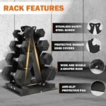 Fitvids Rubber Coated Hex Dumbbell Set with Storage Rack, 100/150/200/550 LB Hand Weight Set with Anti-Slip Grip for Home Gym - Image 3