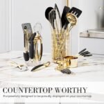 Black and Gold Kitchen Utensils Set – 23-Piece Luxury Kitchen Accessories Includes Gold Measuring Cups, Spoons, Silicone Cooking Utensils and Tools for Baking, Cooking, and Stylish Kitchen Decor - Image 3