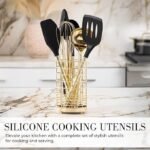 Black and Gold Kitchen Utensils Set – 23-Piece Luxury Kitchen Accessories Includes Gold Measuring Cups, Spoons, Silicone Cooking Utensils and Tools for Baking, Cooking, and Stylish Kitchen Decor - Image 5