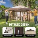 CROWN SHADES 13×13 Pop Up Gazebo, Canopy Tent, Gazebos on Clearance – Outdoor Gazebo for Backyard & Patio Furniture – Carpa Pop Up Tent with Wheeled STO-N-Go Cover Bag (Beige & Coffee) - Image 4