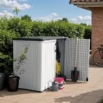 Devoko Outdoor Storage Cabinet 26 Cu Ft with Lockable Doors, Horizontal Storage Shed Waterproof Patio Tools Storage Box for Sofa Cushions, Gardening Tools and Accessories (White) - Image 3
