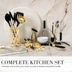 Black and Gold Kitchen Utensils Set – 23-Piece Luxury Kitchen Accessories Includes Gold Measuring Cups, Spoons, Silicone Cooking Utensils and Tools for Baking, Cooking, and Stylish Kitchen Decor - Image 6