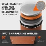 The Original Tumbler Rolling Knife Sharpener™ – Knife Sharpening Made Easy – Rolling Knife Sharpener Tool for Kitchen Knives – Knife Sharpener Kit Offers 15 & 20 Degree Sharpening (Wood) - Image 3