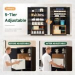Letaya Metal Garage Storage Cabinets with Lock-72 Tall Tool Organizer Steel Lockers, 5 Adjustable Layers Shelves for Home,Office,Warehouse,Garage,(Black-72“) | with Lock, 72 Tall, Tool Organizer - Image 2