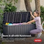 Keter Kentwood 92 Gallon Resin Deck Box-Organization and Storage for Patio Furniture Outdoor Cushions, Throw Pillows, Garden Tools and Pool Floats, Dark Grey - Image 4