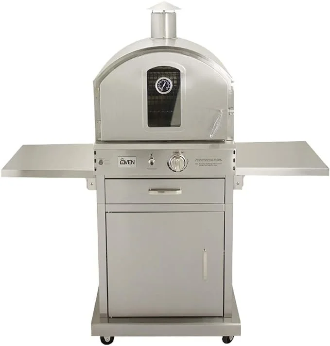 Summerset ‘The Oven’ Outdoor Freestanding Large Capacity Gas Ovens with Pizza Stones, Smoker Box and Mobile Cart, 304 Stainless Steel Construction, Natural Gas