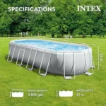 INTEX 26797EH Prism Frame Premium Oval Above Ground Swimming Pool Set: 20ft x 10ft x 48in – Includes 1500 GPH Cartridge Filter Pump – Removable Ladder – Pool Cover – Ground Cloths - Image 2
