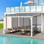 Aecojoy 12 ft x 12 ft White Aluminum Pergola with Canopys