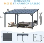Aecojoy 14×12 ft Aluminum Pergola with Canopys - Image 2