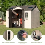 Lifetime Lockable Polyethylene Outdoor Storage Shed, 10′ x 8′, Tan & Browns (60005) - Image 2