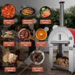 Empava Pizza Oven with Open Shelf and Wheels for Outdoor Kitchen, Wood Fire for Grill & Camping Backyard Party in Stainless Steel, 38.6 Inch, Italian Red - Image 3