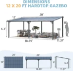 Aecojoy 20’x12′ Wall Mounteds Gazebos Pergola - Image 3