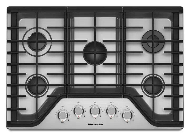 jj44-1.webp KitchenAid 30″ 5-Burner Gas Cooktops KCGS350ESS - Image 1