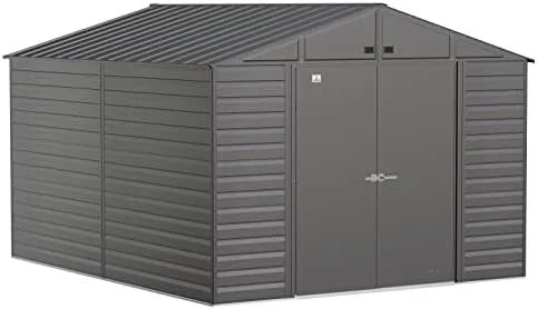 k1-21-1.webp Arrow Select 10′ x 12′ Outdoor Lockable Steel Storage Shed Building, Charcoals - Image 1
