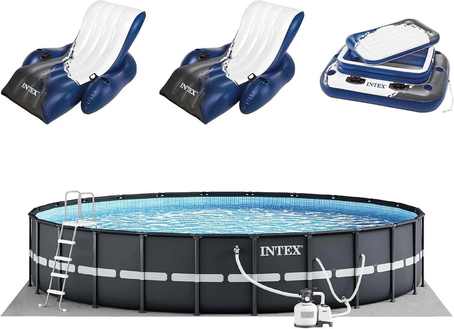 Intex Ultra XTR Round Frame Pool with Pumps, Cooler, and Floats (2 Packs)