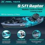Reel Yaks Raptor Modular Fishing Kayak – 9.5ft Lightweight Sit On Top Kayak for Adults & Youth – Stable & Portable, Ideal Space-Saving Design for Travels – 380lbs Capacity - Image 3