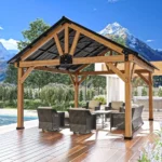 JOYSIDE 15 ft. x 13 ft. Solid Cedar Wood Outdoor Patio Hardtops Gazebo - Image 4