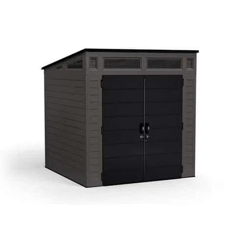 Suncast Modernist 7 ft. x 7 ft. Resin Vertical Pent Storage Shed with Floor Kits