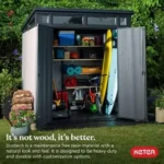 Keter Outdoor Storage Sheds, for House, Patio & Yard, Plastic Resin, Artisan, 7×7 Ft, Gray - Image 3