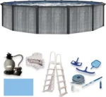 Blue Wave San Pedro 24-ft Round 52-in Deep 6-in Top Rail Above Ground Steel Wall Swimming Pools